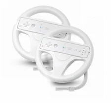 Beastron Mario Kart Racing Wheel for Nintendo Wii (2pcs Bundle, White)