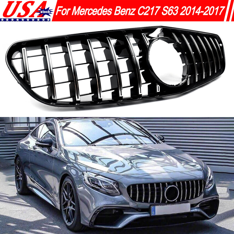 Front Grille Chrome+Black For 2014-2017 Mercedes Benz C217 W217