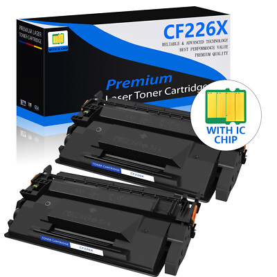 2PK Black CF226X 26X Toner for HP LaserJet Pro MFP M426 MFP M426dw M402 Printer