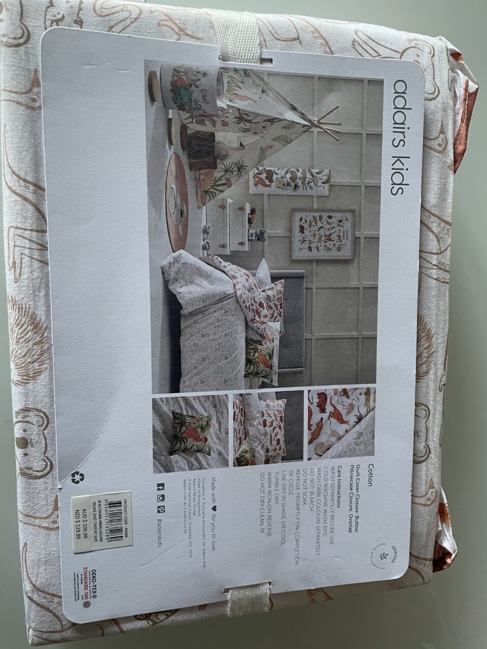 ADAIRS KIDS Double Quilt set New Australiana Animals Rust Cover + 2