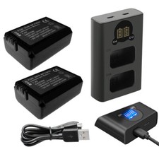 Dual USB LCD Ladegerät + 2x Akku 1,3Ah für Sony Cyber-shot DSC-RX10M2 (RX10 II)
