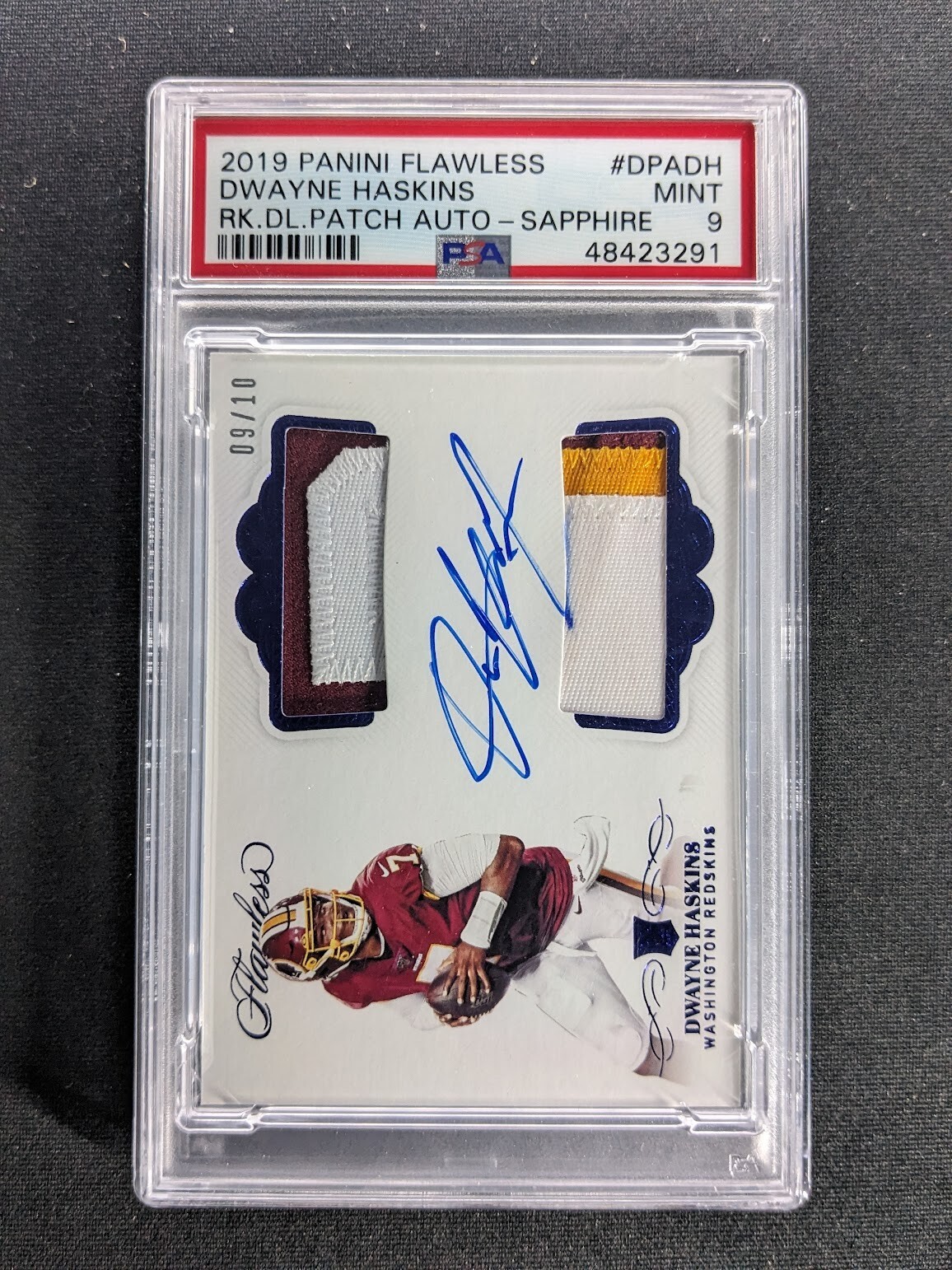Dwayne Haskins Panini Flawless Rookie Dual Patch Autographs #DPADH Sapphire