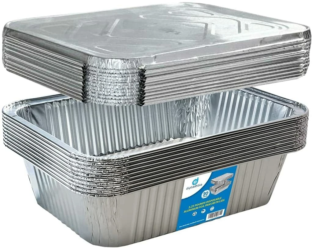 (50 Count) 5-lb Disposable Aluminum Foil Pans with Lids Deep
