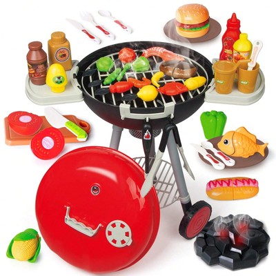 BBQ Kitchen Toy Playset With Sound & Light, Grill Cooking Set Gift 