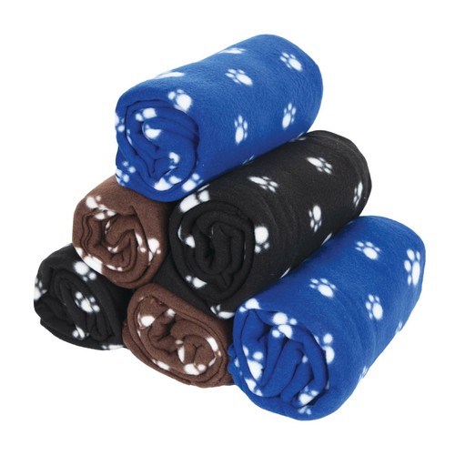 Cute Pet Blankets (Pack of 6), Size Options, Dog Paws Pattern, Soft Polar Fleece - Picture 41 of 43