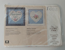 Vintage Cross Stitch Kit 1695 The Creative Circle Heart Bouquet 5"x5" w/mat