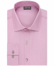  82 Kenneth Cole Reaction 15 32/33 Men Slim-Fit Pink Top Dress Shirt DAMAGED 
