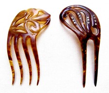 TEO VICTORIAN FAUX TORTOISE HAIR COMBS ASSYMETRIC - NO US IMPORT FEES