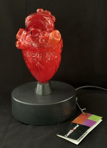 Rare VTG LumiSource  Human Heart Red Glass Sculpture Electra Plasma Lamp, 10" H