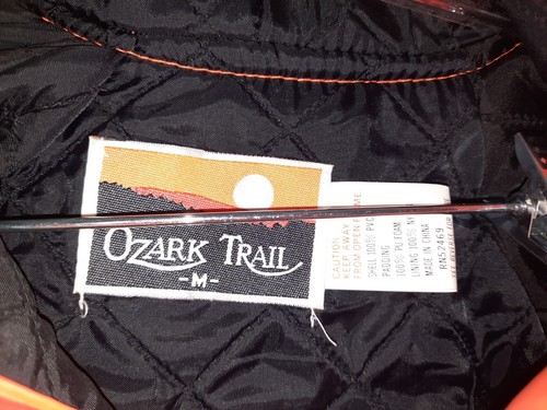 Vtg Ozark Trail Hunting Quilted Rain Coat Orange Medium - Picture 5 of 8