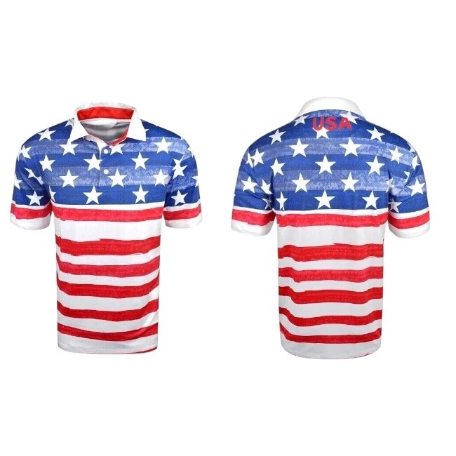 Snake Eyes Men's Golf Polo Shirt Size 2XL XXL USA Flag All Over Print NEW