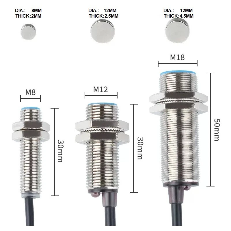 M8 Hall Magnetic switch 10V-30VDC 3-Wires NPN/PNP Hall Magnetic Proximity Sensor - Image 3 of 4