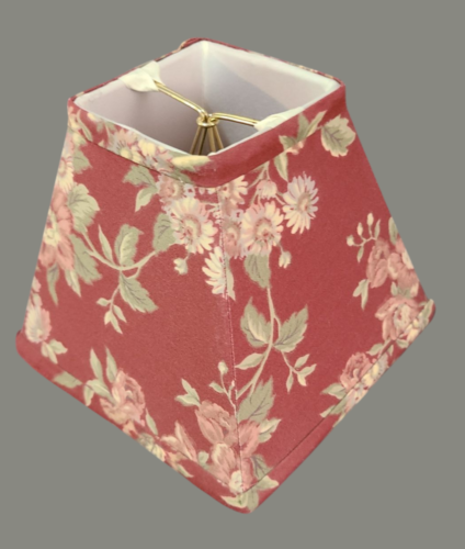 Country French Set of Five Burgandy Red Floral Fabric Lamp Chandelier Shades - Picture 4 of 9