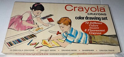 Vintage Binney & Smith Crayola Crayons Set 1958, 72 Colors, 9 Are Retired Colors