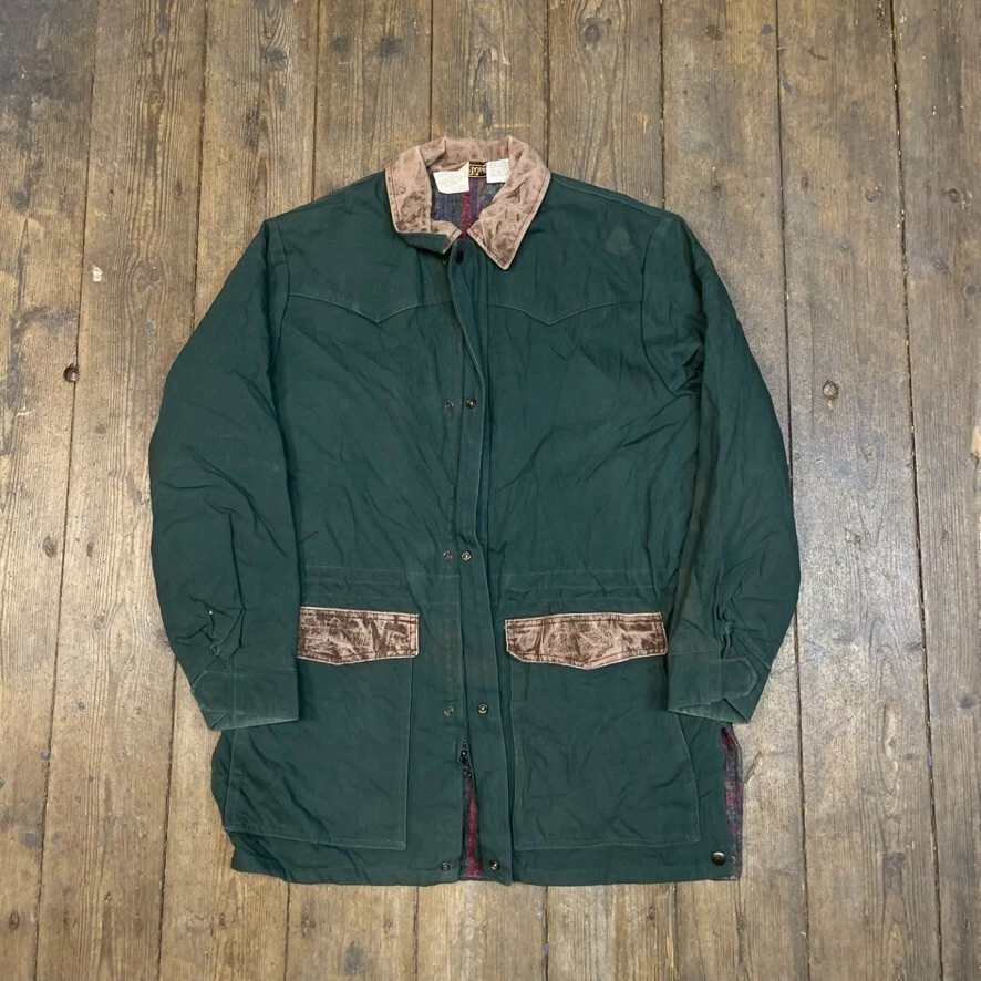 Walls Chore Jacket Full Zip Vintage Workwear Coat Green Mens