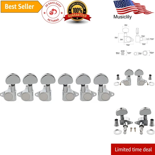 3x3 Epi Style Guitar Tuners with Chrome Half Moon Buttons for Precision Tuning