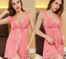 Women Sexy Lace Babydoll Strap Chemise Nighties Sleepwear Sleep Dress Lingerie