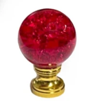 RED CRACKLED ACRYLIC LAMP SHADE FINIAL