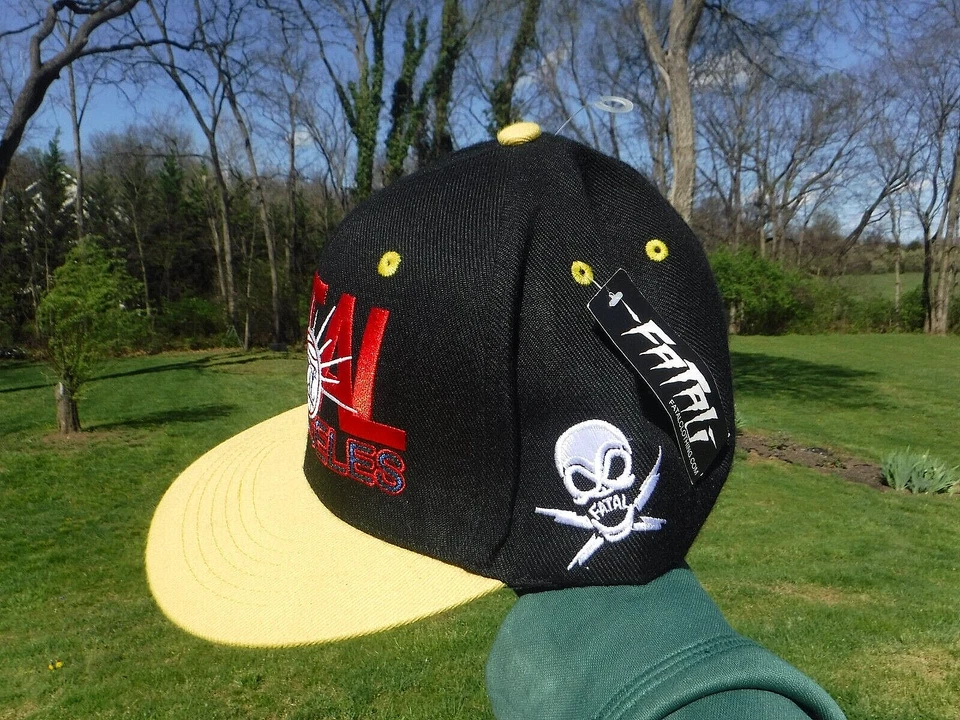 ¡NUEVO CON ETIQUETAS! RARO! LOS ANGELES FATAL MARCA TODO BORDADO DEPORTIVO GORRA A PRESIÓN SOMBRERO! Foto 2 de 4