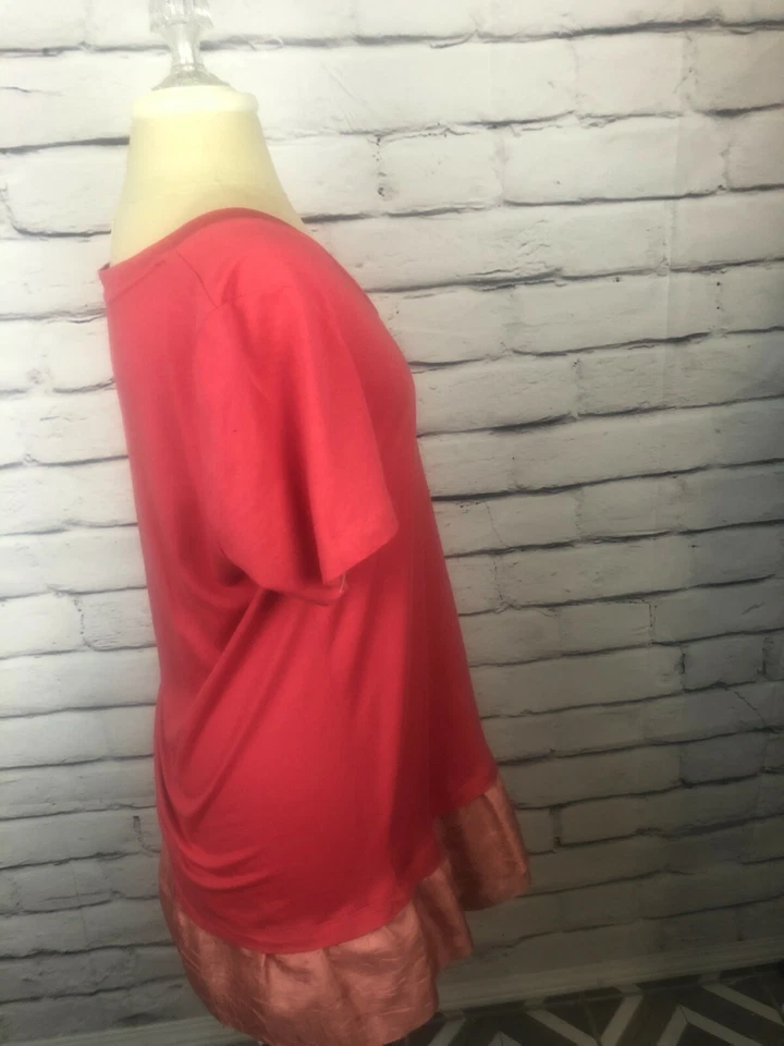 LOGO "Instant Chic" Rosa Para Mujer Talla M Manga Corta Estilo Túnica Camisa con Volantes Foto 2 de 4