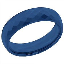 6mm Blue IP Ring Faceted Tungsten Carbide Comfort Fit Men Women Sz 7 12 13 14 15