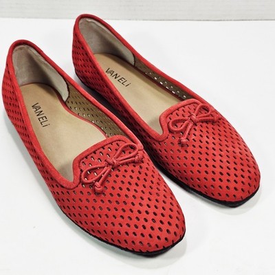 VANELi Womens 9.5 WIDE Casey Red Perforated Nubuck Leather Comfort Shoes