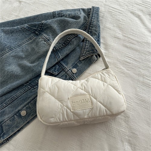 Down Cotton Padded Puffy Handbags Large Capacity Quilted Totes for Women Girls - Picture 14 of 16
