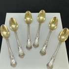Gorham Cambridge 1899 Sterling Silver Gold Washed Demitasse Spoons Set Of 6