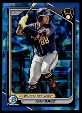2024 Bowman Draft Chrome Sky Blue Refractor Juan Baez Milwaukee Brewers #BDC-150
