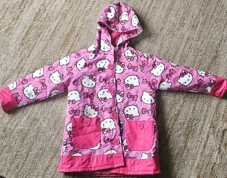 Impermeable Hello Kitty Rosa con Capucha Niños Talla 4 Broches Bolsillo Rosa Western Chief Foto 2 de 4
