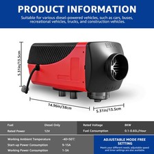 8KW Diesel Air Heater 12V APP Bluetooth & 110V AC Adapter For Indoors