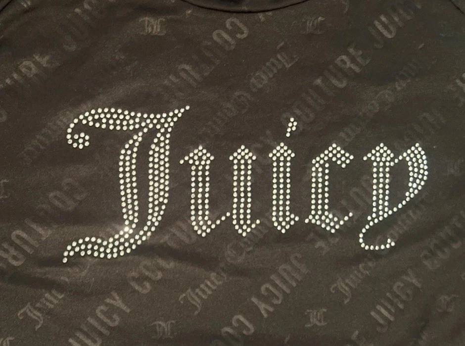 Juicy Couture 1X Sleepwear Set Black Pajamas Rhinestone Logo Top & Joggers Plus - Image 4 of 4
