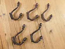 5 Coat Hooks Hall Tree Rustic Backpack Hook Storage Cast Iron Entryway Farmhouse
