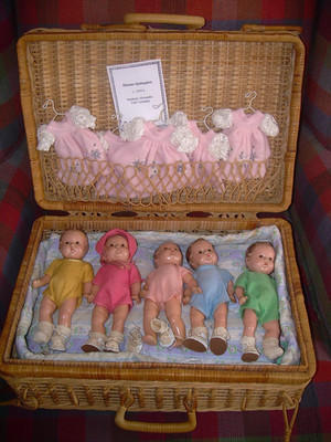 Set of 5- 1930s Madame Alexander Dionne Quintuplets Composition Dolls- 7.5''
