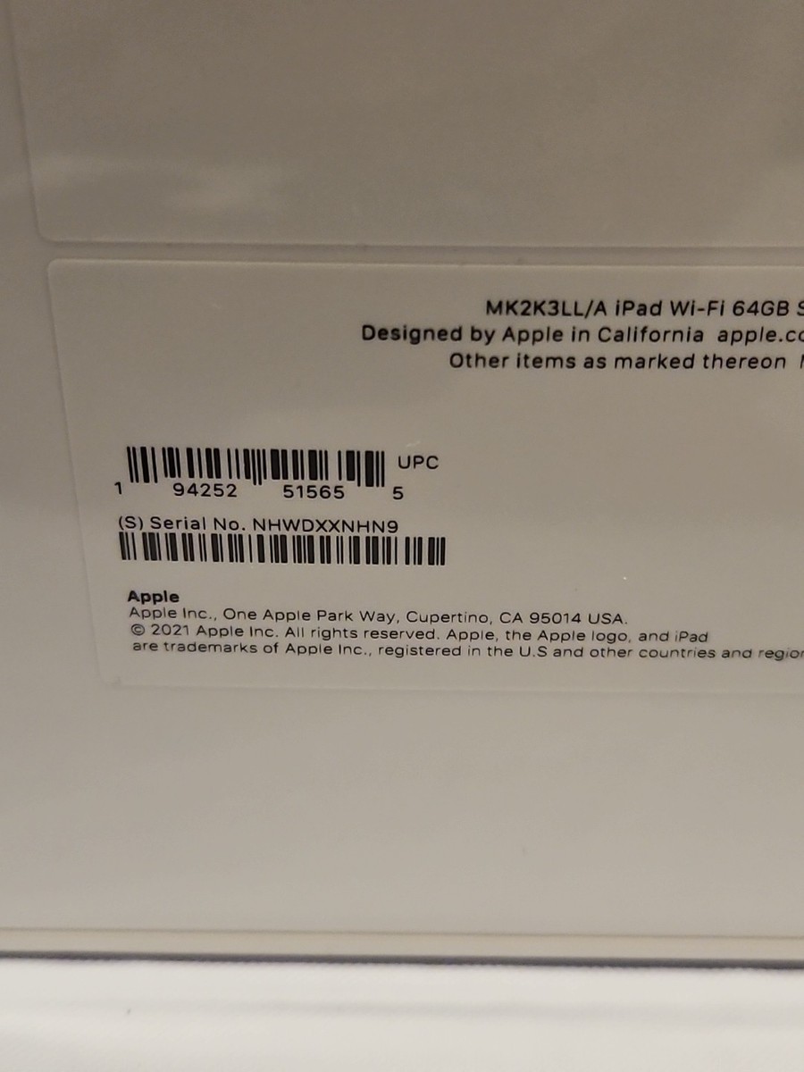 Apple iPad (9th Generation) A2603 64 GB, Wi-Fi + 4G, 10.2 in