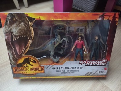 Mattel Jurassic World Dominion Extreme Damage Owen & Velociraptor Blue NEU+OVP