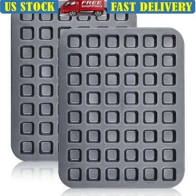 48 Cavity Nonstick Brownie Bite Baking Pan Set 2Pcs Carbon Steel Kitchen Tool US