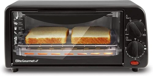 Elite Gourmet ETO236 New 2 Slice Toaster Oven with Timer, Black