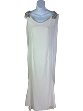 Mark Melia Beaded Sleeveless Maxi Dress Ivory Size 8-10