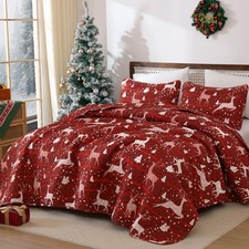 Christmas Quilt Set Queen Size, Christmas Holiday Quilt Bedding Set Xmas New ...