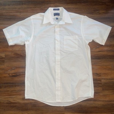 Vintage Arrow Broadcloth Short Sleeve Button Up Shirt Mens 16 Large L White 70s