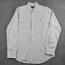 Ralph Lauren Shirt Mens Large Blue White Check Classic Fit Button Down Dress