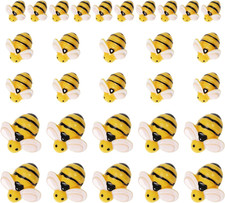 Tiny Resin Bees 30Pcs Small Plastic Flatback Bumble Bee Decor Embellishments for