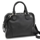LOEWE Amazona 28 Hand Shoulder Bag Black Leather Silver-color Hardware T01Q