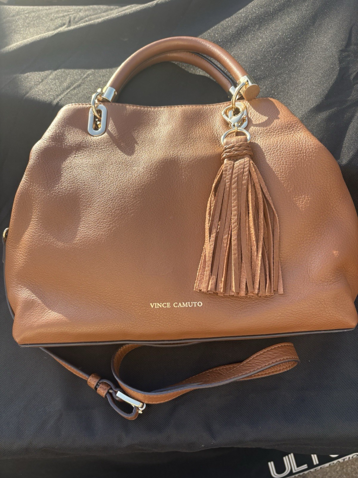Vince Camuto Satchel Purse Bag Elva Dark Rum Tassel