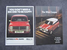 2 Postcards Mini Cars, Mini 1275 GT, 1975 Mini Cooper c. 1989 Vintage Ad Gallery
