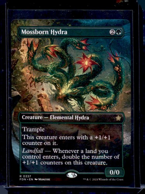 #ad Mossborn Hydra Borderless 337 Rare Foundations Magic: The Gathering Near Mint $20.00