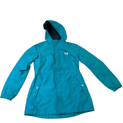 Jack Wolfskin Girl's Blue Turquoise Rain Jacket Windbreaker Coat Outerwear 10/12