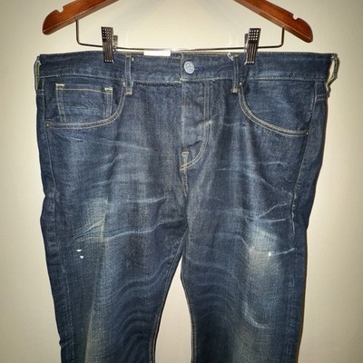 Scotch & Soda Lot 22 Ralston Lava Tears Paint Splatter Jeans Dark Blue 36x32