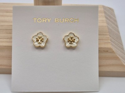 Tory Burch Kira Emaille Blume Ohrstecker Elfenbein Schmuck